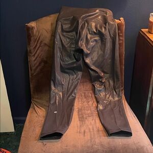 3 Lululemon Black Faux Leather Leggings Lot